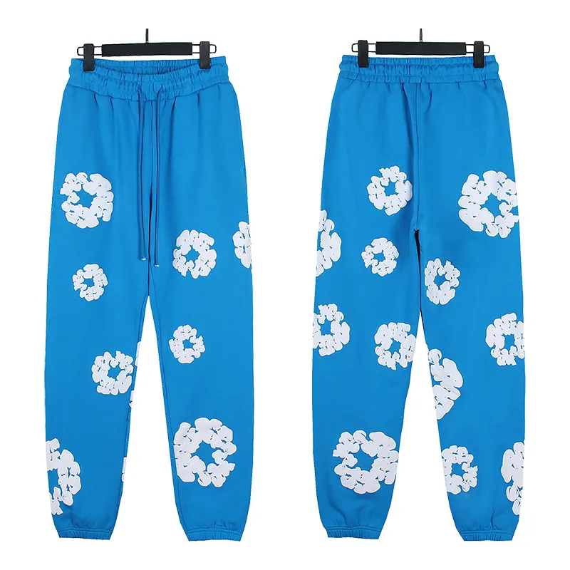 720# P186 Real shot DENIM TEARS main line Kapok foam printed American casual sweatpants Fabric 380g pure cotton terry cloth Color: black gray black-gray red dark green royal blue orange pink light blue carbon gray color blue white purple lake blue code number: S M L XL